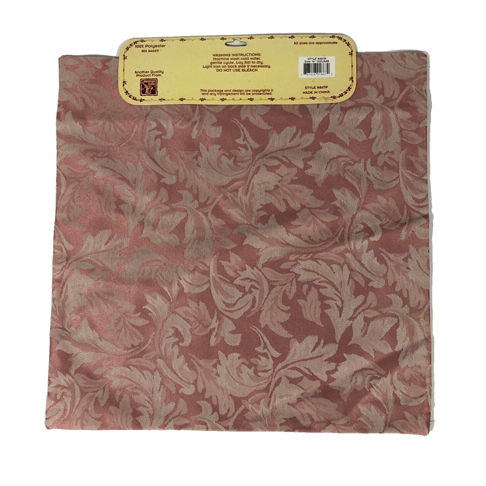 Pink Pillow Cushion Covers Zip Floral 16” Square Pink Cream Brocade Set of Four - Picture 7 of 13